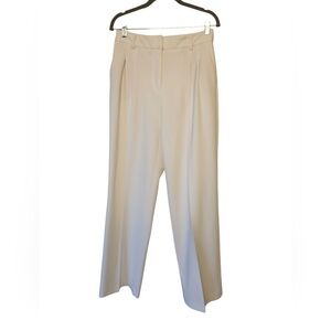 House of Harlow 1960 Women's Cream Wide Leg Classic Pleated Trousers